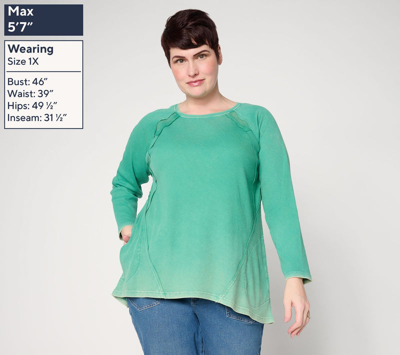 LOGO by Lori Goldsteinq Seam Detail Rib Long Sleeve Overdye Top — View 6