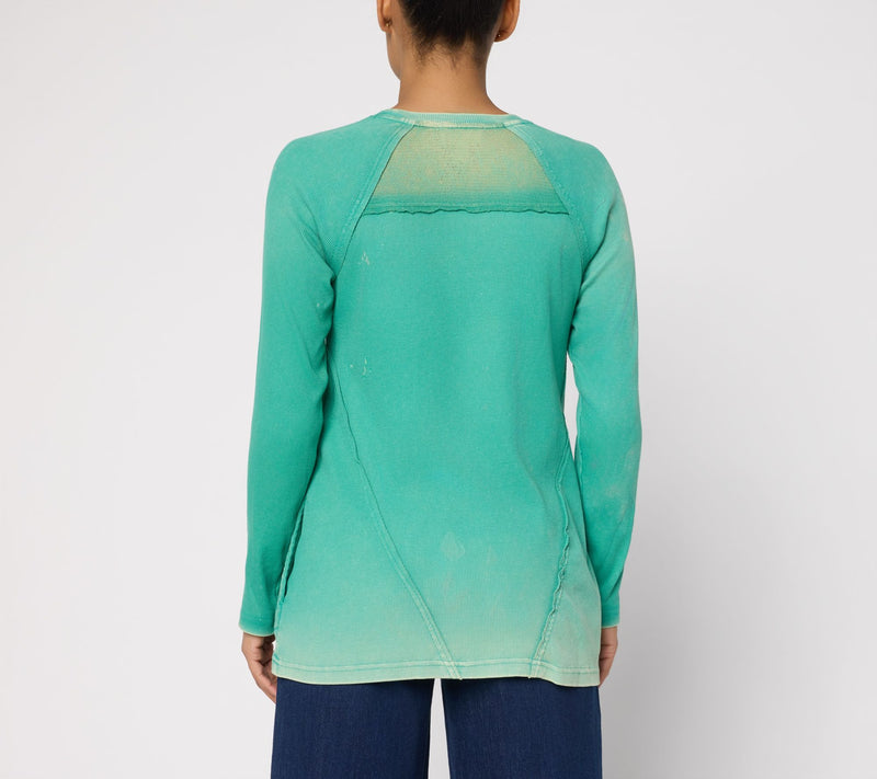 LOGO by Lori Goldsteinq Seam Detail Rib Long Sleeve Overdye Top — View 8
