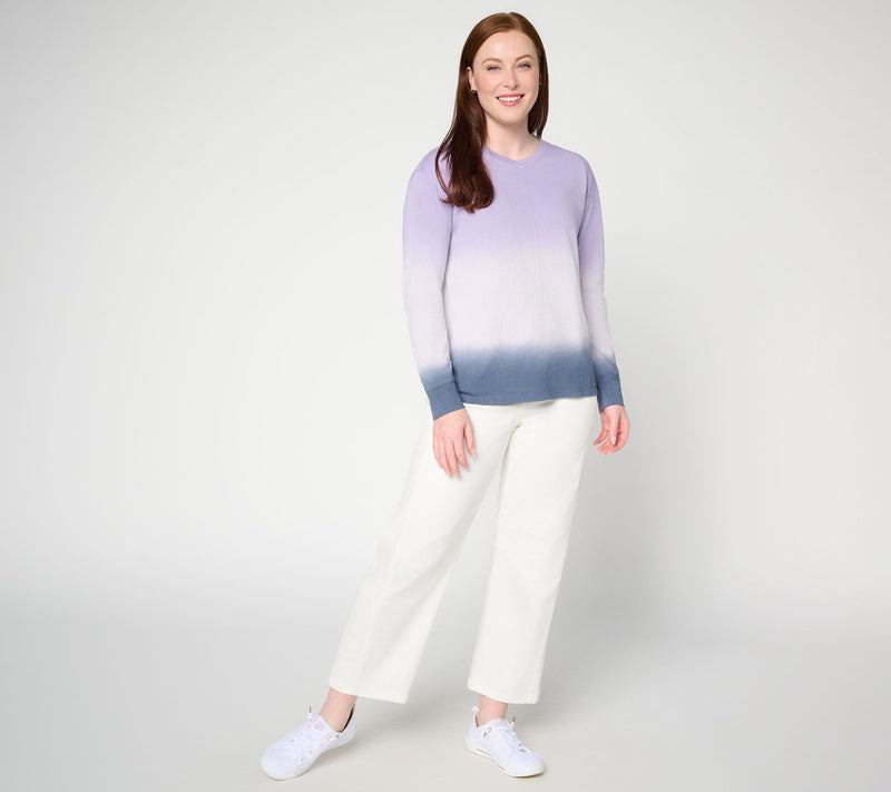LOGO by Lori Goldstein Dip Dye Long Sleeve Top — View 12