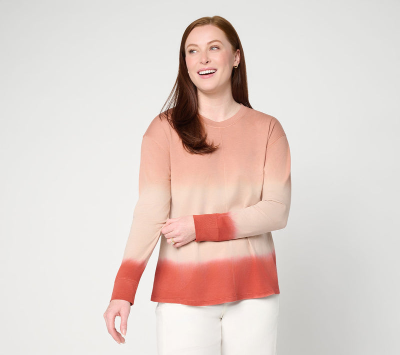 LOGO by Lori Goldstein Dip Dye Long Sleeve Top — View 5