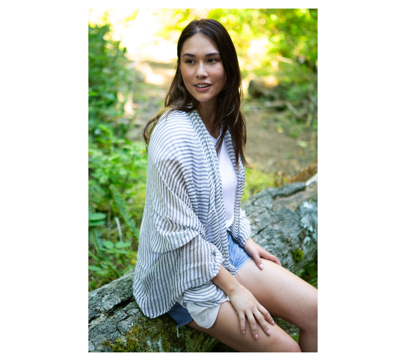 Hadley Wren Tiny Stripe Insect Shield 70" x 40"Scarf — View 8