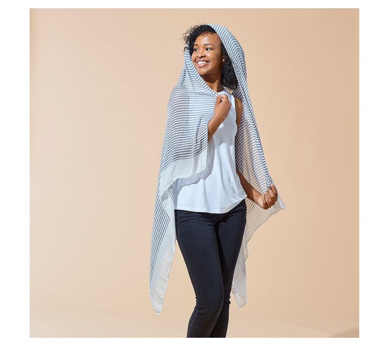 Hadley Wren Tiny Stripe Insect Shield 70" x 40"Scarf — View 7