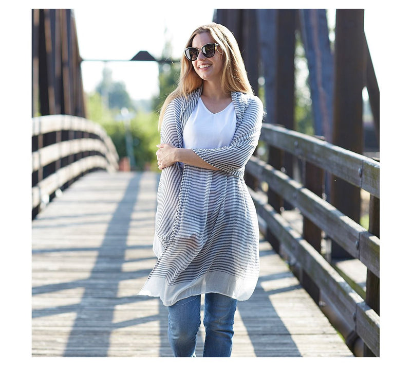Hadley Wren Tiny Stripe Insect Shield 70" x 40"Scarf — View 6