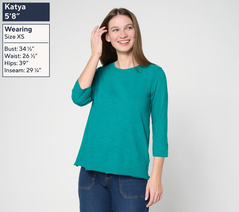 LOGO Principles by Lori Goldstein 3/4 Sleeve Seam Detail Top — View 3
