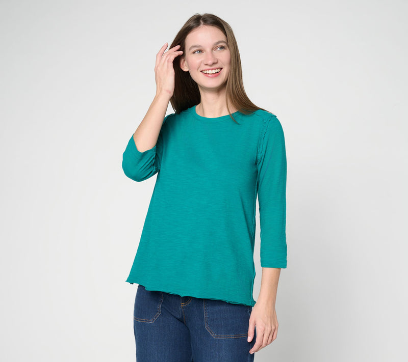 LOGO Principles by Lori Goldstein 3/4 Sleeve Seam Detail Top — Main view