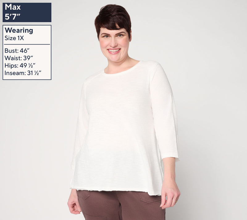 LOGO Principles by Lori Goldstein 3/4 Sleeve Seam Detail Top — View 2