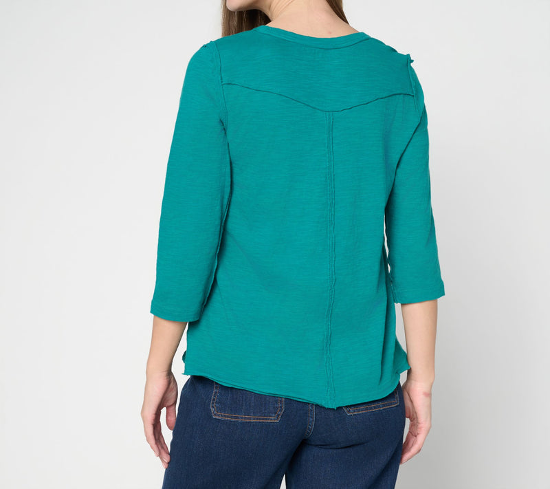 LOGO Principles by Lori Goldstein 3/4 Sleeve Seam Detail Top — View 4