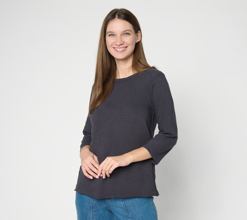 LOGO Principles by Lori Goldstein 3/4 Sleeve Seam Detail Top — View 7