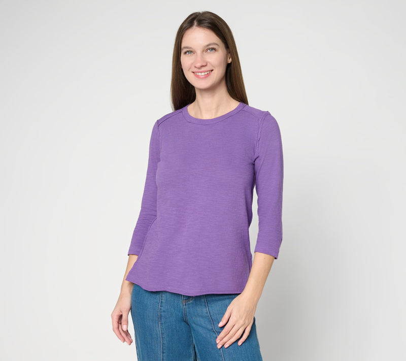 LOGO Principles by Lori Goldstein 3/4 Sleeve Seam Detail Top — View 10