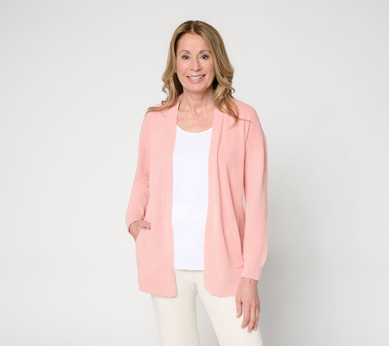Barefoot Dreams Petite CozyChic Ultra Lite Placed Stitch Cardigan — View 11