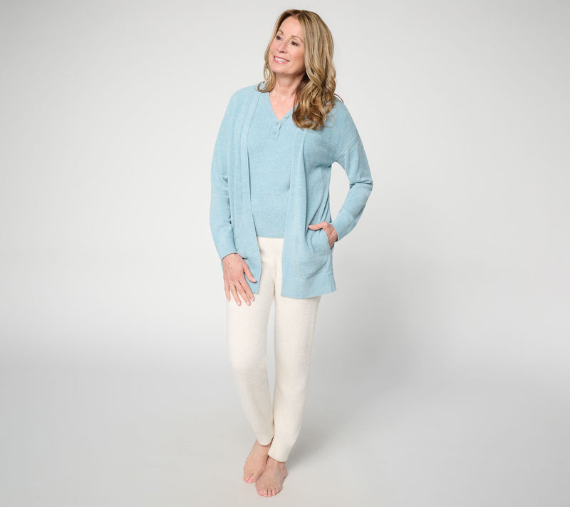 Barefoot Dreams Petite CozyChic Ultra Lite Placed Stitch Cardigan — View 17