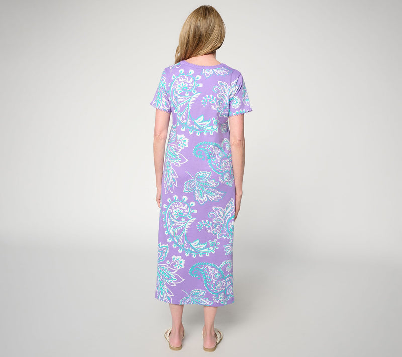 Carole Hochman 100% Cotton Crochet Trim Maxi Dress — View 3