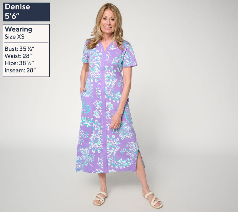Carole Hochman 100% Cotton Crochet Trim Maxi Dress — View 2