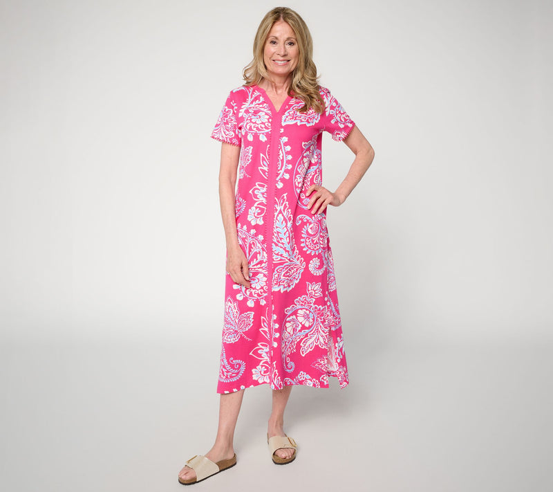 Carole Hochman 100% Cotton Crochet Trim Maxi Dress — View 9