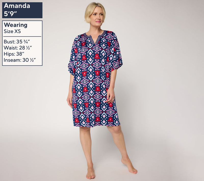 Carole Hochman Caftan with Stitch Detail Neckline — View 2