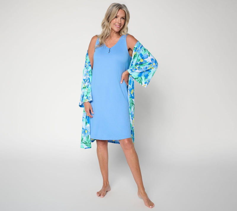 Carole Hochman Henley Gown and Fluttr Robe Travel Set — View 12