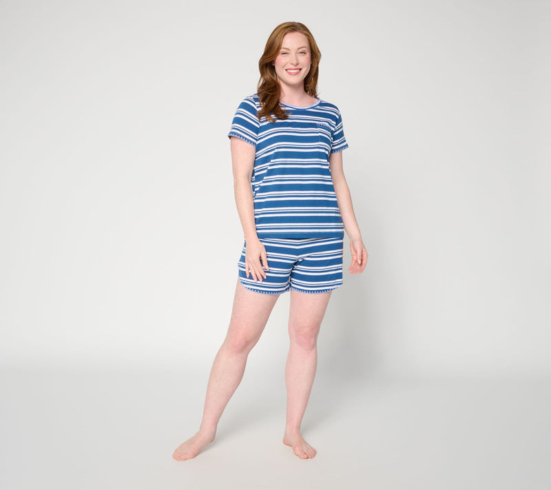 Carole Hochman Cotton Jersey Embroidered Short Pajama Set — View 10
