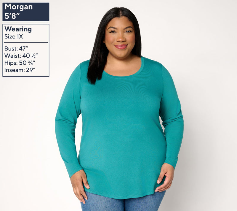 Denim & Co. Essentials So Soft Jersey 3-Pack Curved Hem Tops — View 2