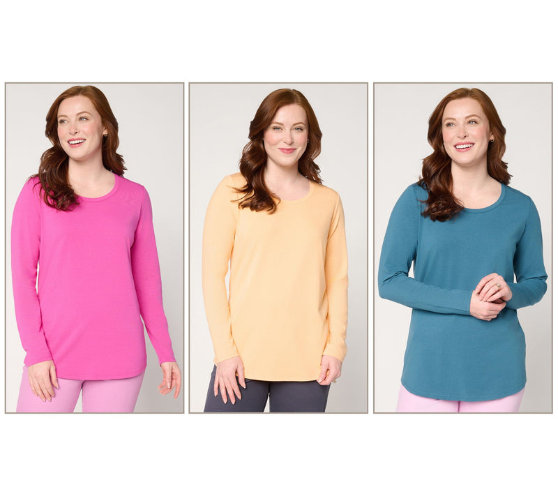 Denim & Co. Essentials So Soft Jersey 3-Pack Curved Hem Tops — Main view