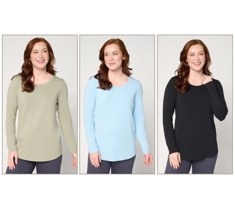 Denim & Co. Essentials So Soft Jersey 3-Pack Curved Hem Tops — View 11
