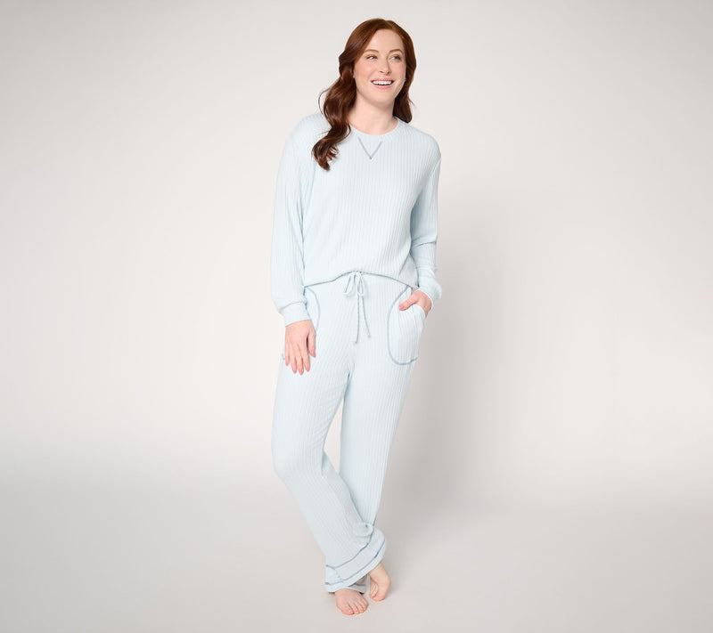 Berkshire Homewear Contrast Stitch Pullover and Pant Set — View 10
