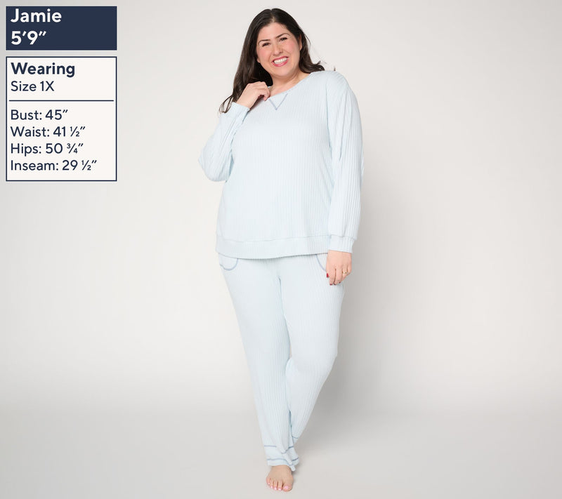 Berkshire Homewear Contrast Stitch Pullover and Pant Set — View 2