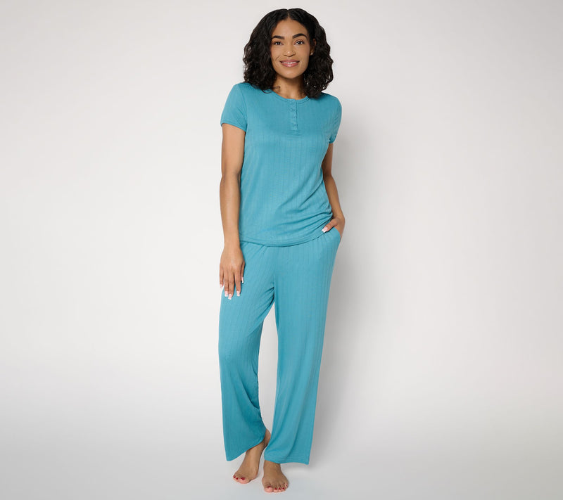 Berkshire Homewear Bamboo Rib Henley and Pant Lounge Set — Main view