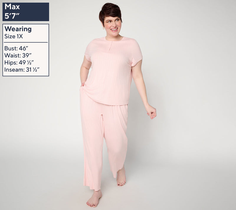 Berkshire Homewear Bamboo Rib Henley and Pant Lounge Set — View 2