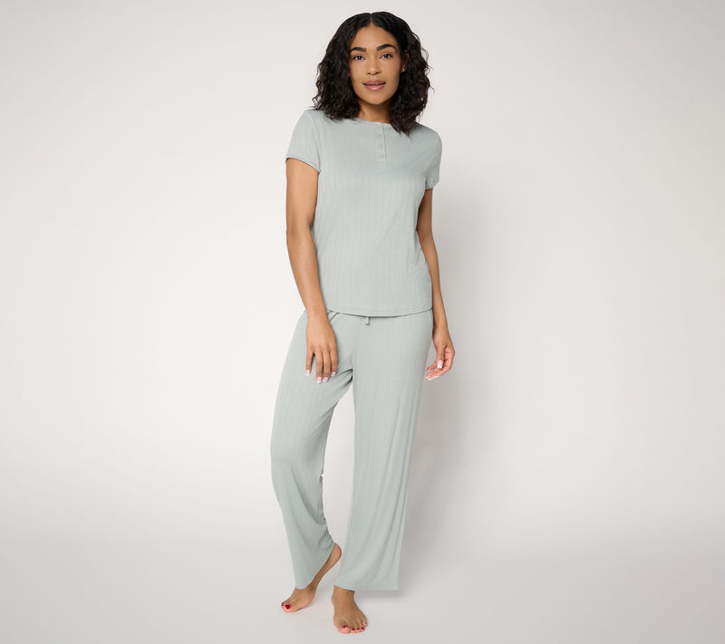 Berkshire Homewear Bamboo Rib Henley and Pant Lounge Set — View 13