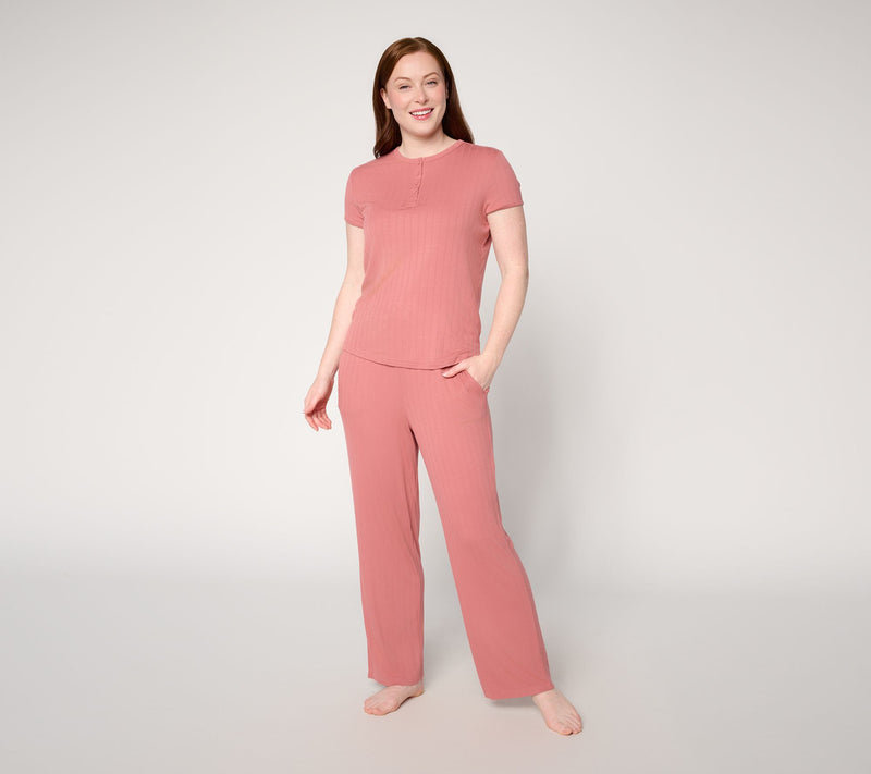 Berkshire Homewear Bamboo Rib Henley and Pant Lounge Set — View 14