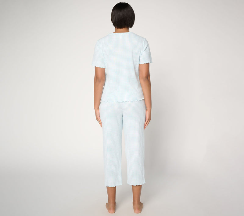 Berkshire Homewear Gingham Waffle Short Sleeve and Capri Set — View 4