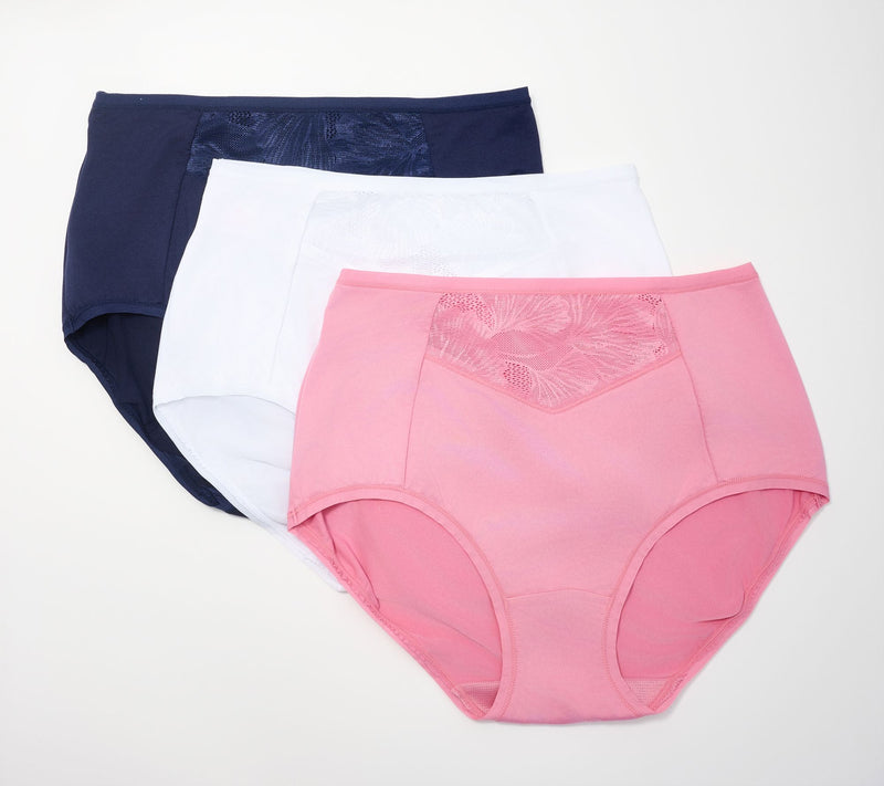 Breezies Fan Lace Full Brief Panty Set of 3 — Main view