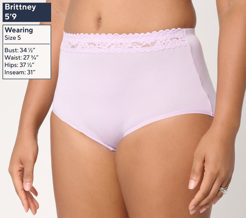Breezies Lace Touch Full Brief Panty Set of 3 — View 2