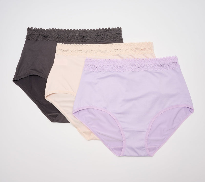 Breezies Lace Touch Full Brief Panty Set of 3 — View 9