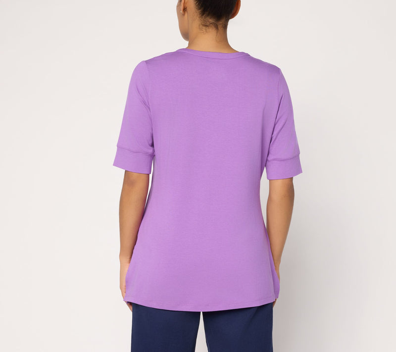 Denim & Co. Essentials Regular So Soft Jersey Split Nk Tunic — View 11