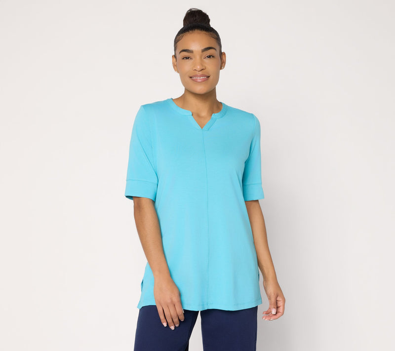 Denim & Co. Essentials Regular So Soft Jersey Split Nk Tunic — View 7