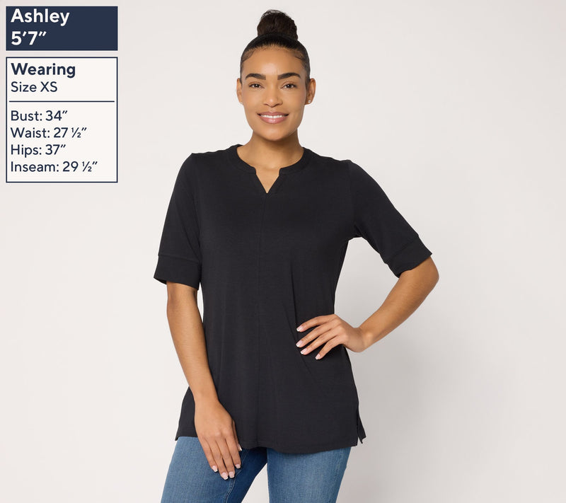 Denim & Co. Essentials Regular So Soft Jersey Split Nk Tunic — View 10