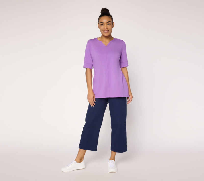 Denim & Co. Essentials Petite So Soft Jersey Split Nk Tunic — View 12