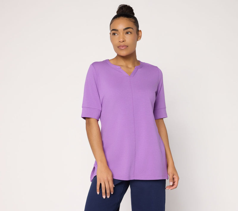 Denim & Co. Essentials Petite So Soft Jersey Split Nk Tunic — View 9