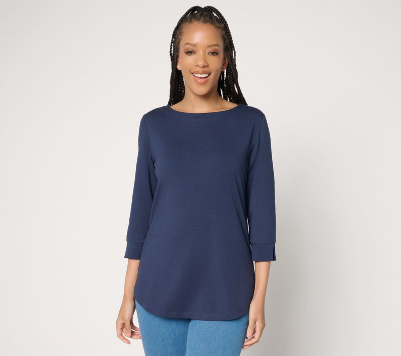 Denim & Co. Essentials So Soft Jersey 3/4 Sleeve Boat Neck Top — View 11