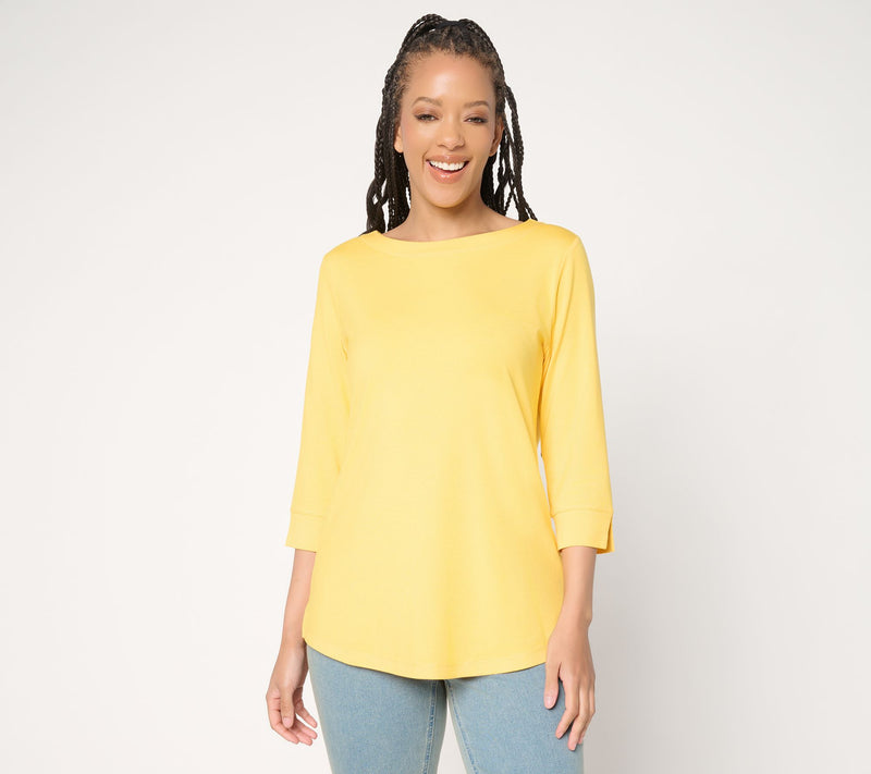 Denim & Co. Essentials So Soft Jersey 3/4 Sleeve Boat Neck Top — View 12