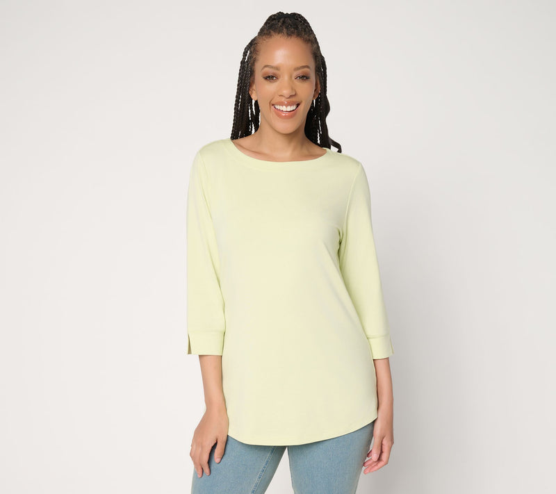 Denim & Co. Essentials So Soft Jersey 3/4 Sleeve Boat Neck Top — View 13
