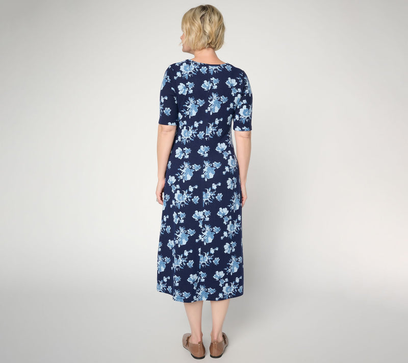 Denim & Co. Regular Heavenly Jersey Elbow Sleeve Midi Dress — View 8