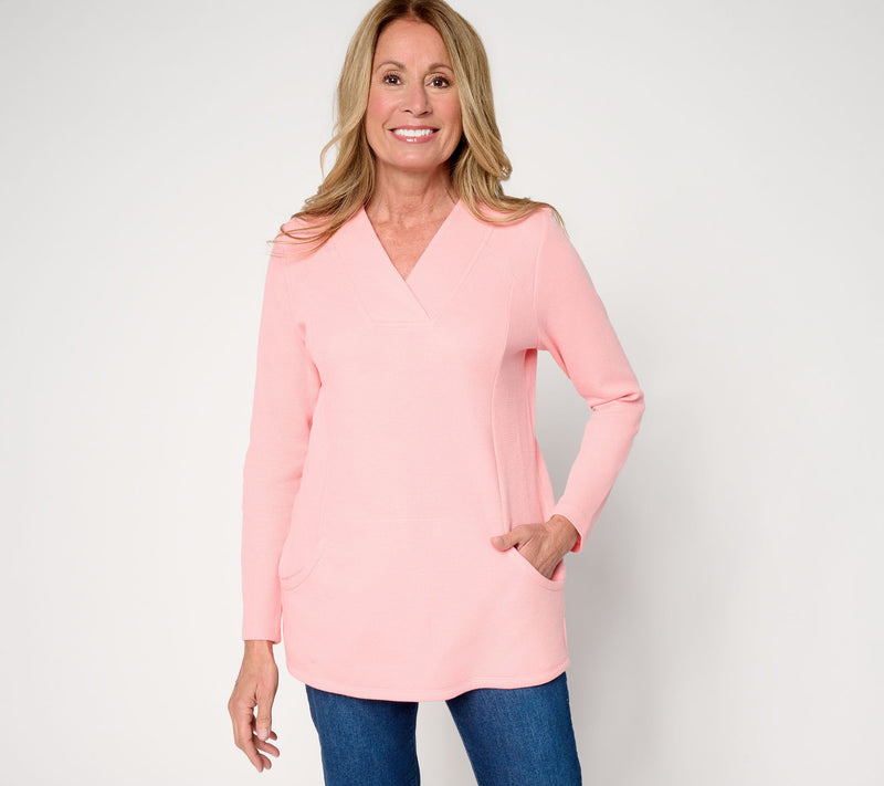 Denim & Co. Regular Waffle Knit Crossover V-Neck Tunic — View 9