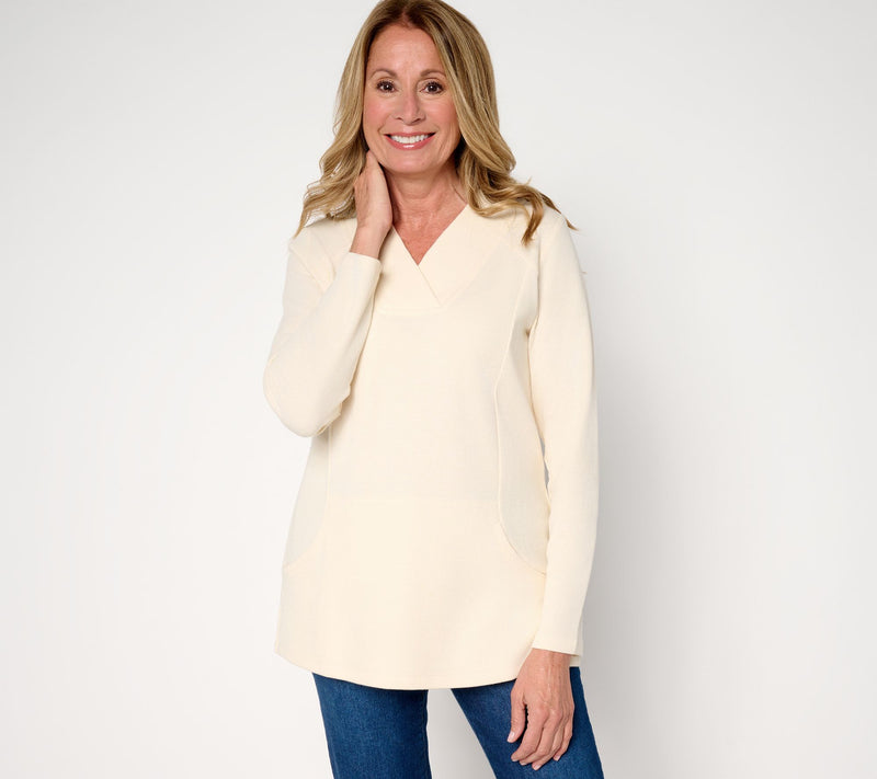 Denim & Co. Regular Waffle Knit Crossover V-Neck Tunic — View 11