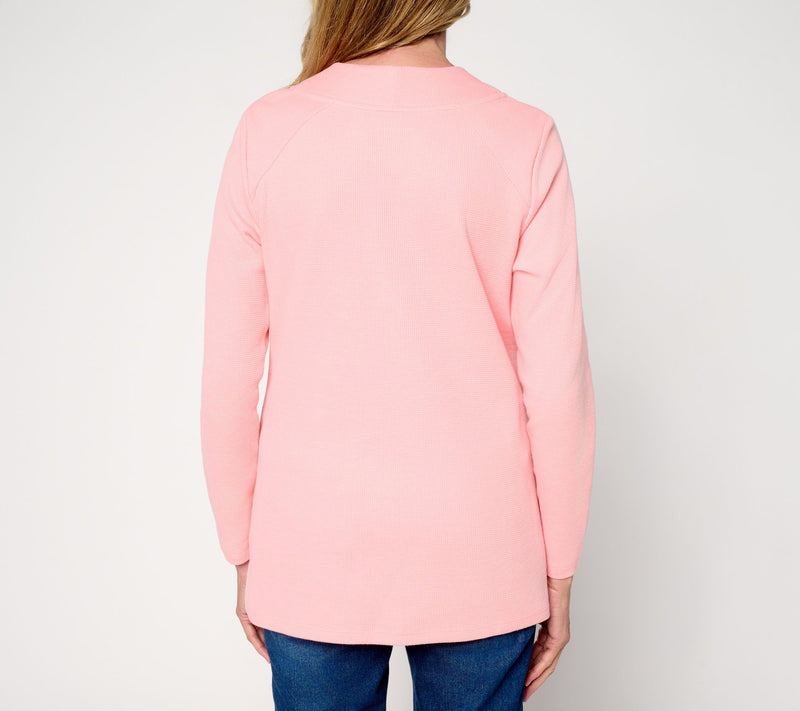Denim & Co. Petite Waffle Knit Crossover V-Neck Tunic — View 14