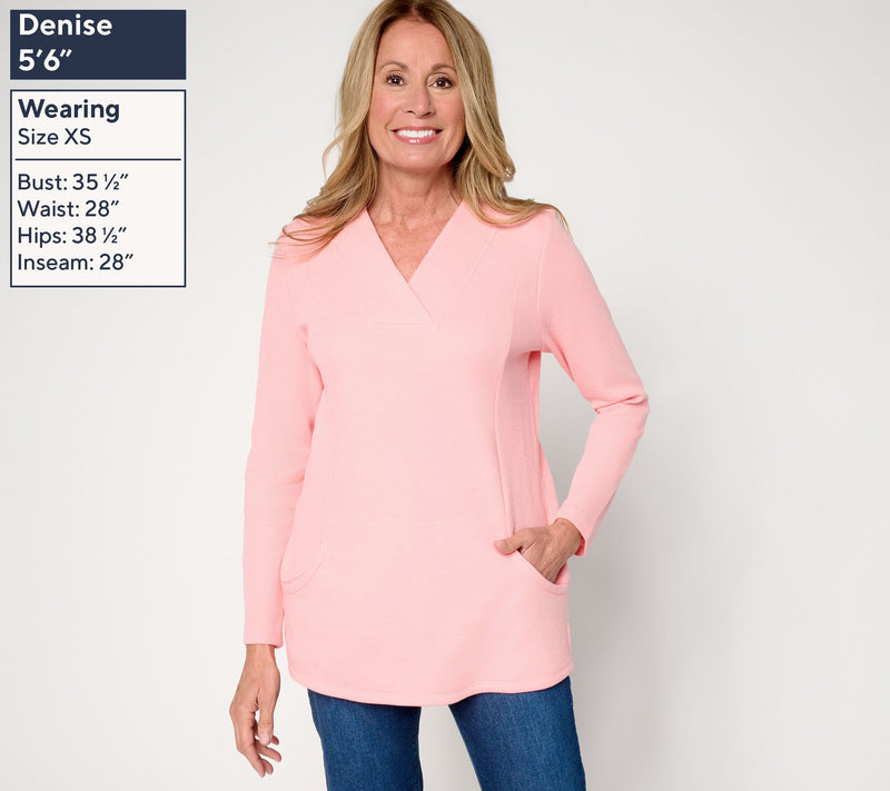 Denim & Co. Petite Waffle Knit Crossover V-Neck Tunic — View 13