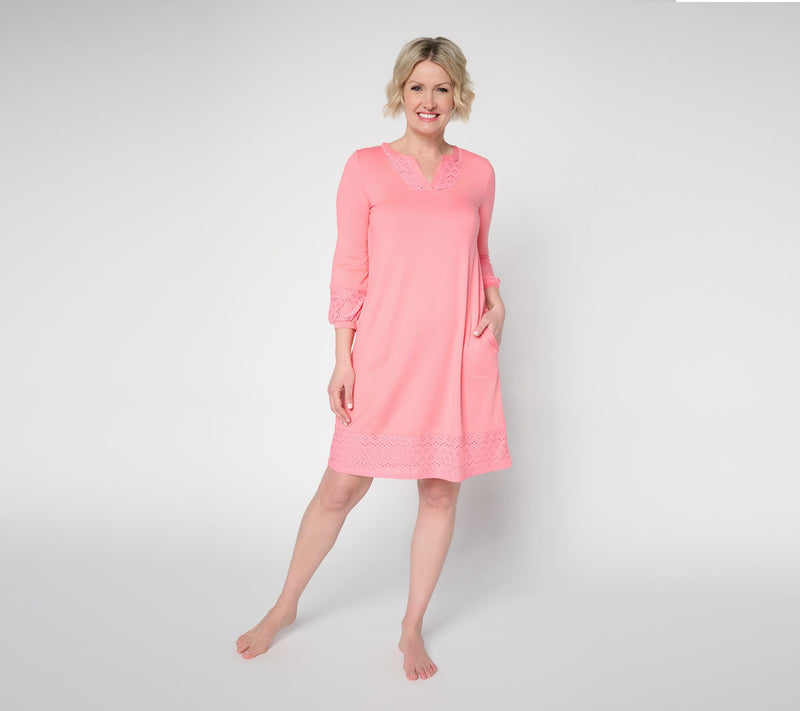 Cuddl Duds Flexwear with Eyelet Lounge Dress — View 7