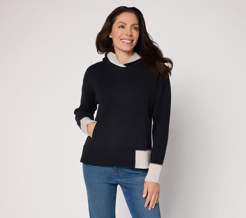 Peace Love World Color Block Hooded Sweater — View 12