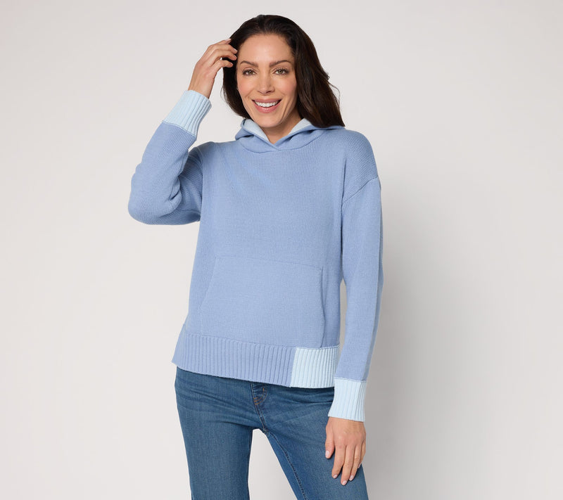 Peace Love World Color Block Hooded Sweater — View 13